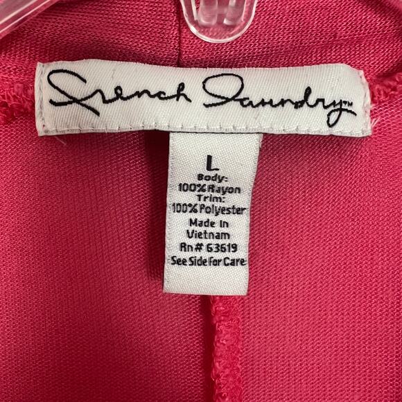 French Laundry Open Front Crochet Pink Cardigan Size L - Picture 2 of 11